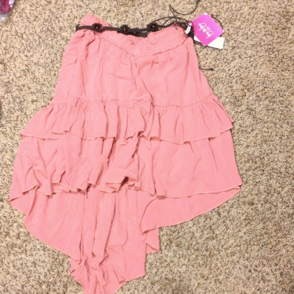 Ruffle Tiered Hi/Low Skirt